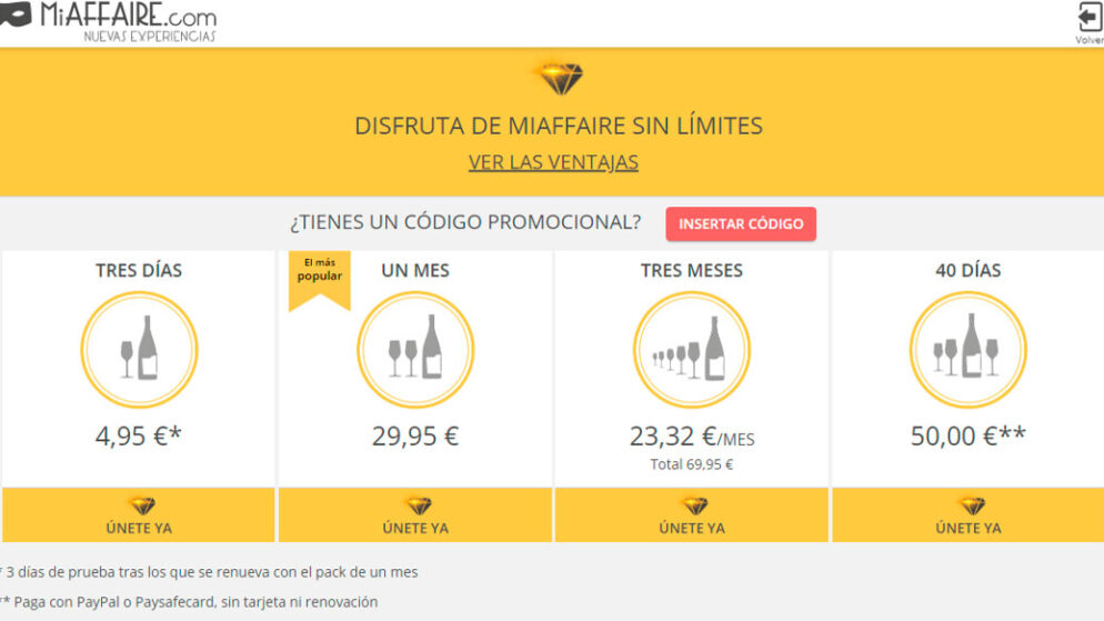 MiAffaire Precios